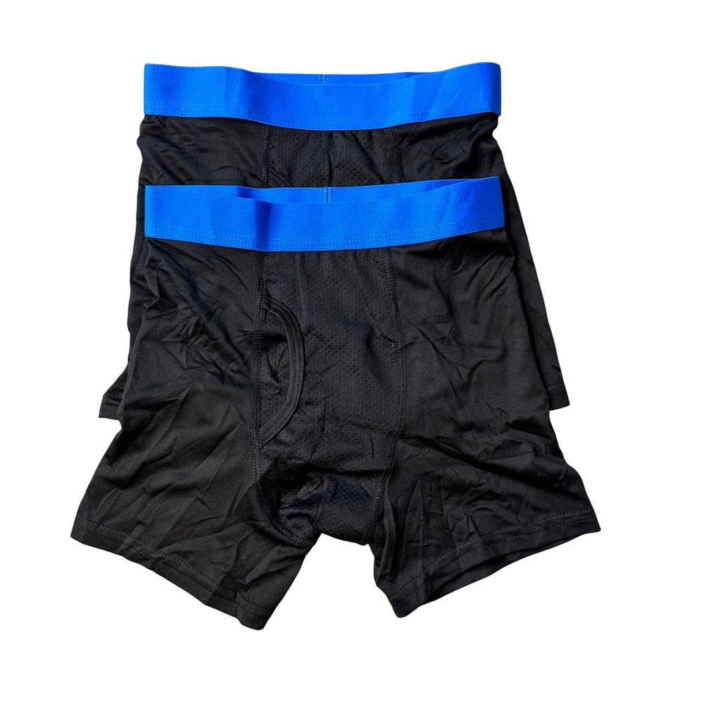 Athletic Works Boxer Briefs Boys Size S 6-7 Black Blue DriWorks Performance 2pk